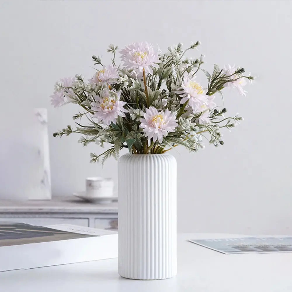 Black Striped Plastic Vase with Ceramic Finish