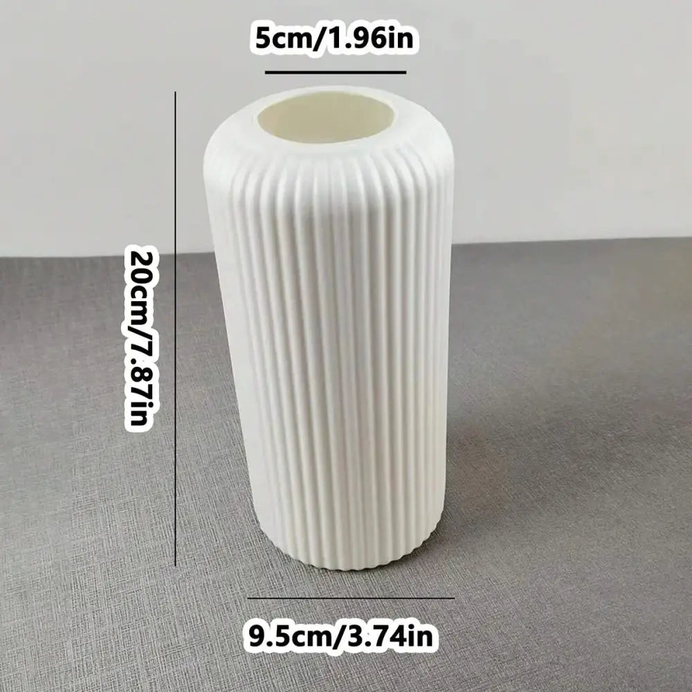 Black Striped Plastic Vase with Ceramic Finish
