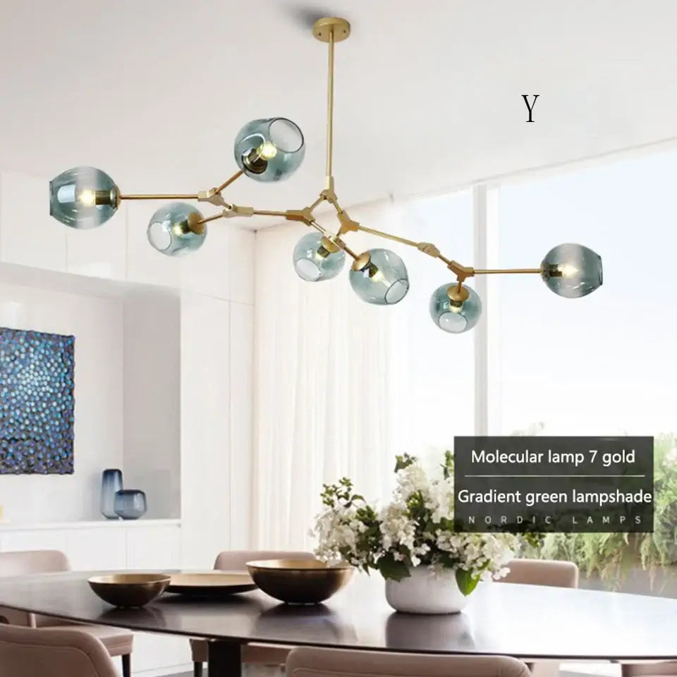 Green Glass Swirl Chandelier