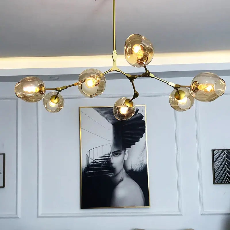 Green Glass Swirl Chandelier