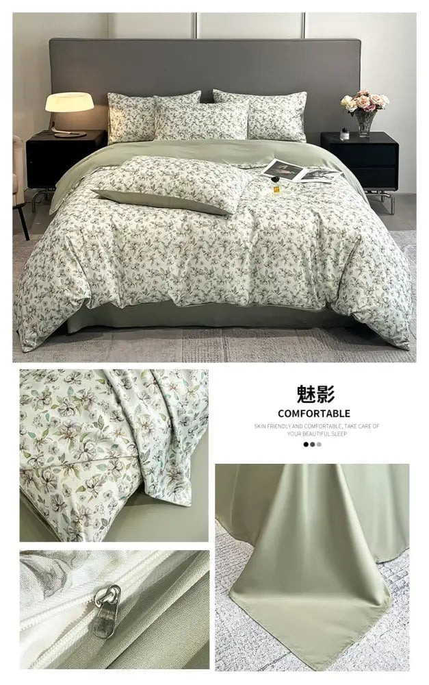 Silk Flower Duvet Set