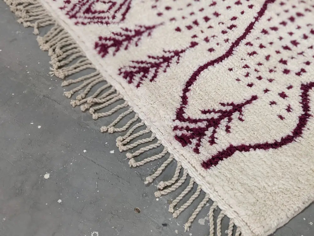 Beige Burgundy Beni Ouarain Rug