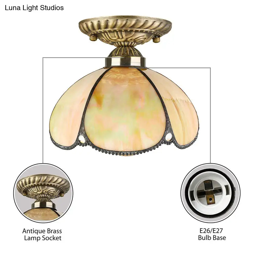 Tiffany Beige Dome Ceiling Light