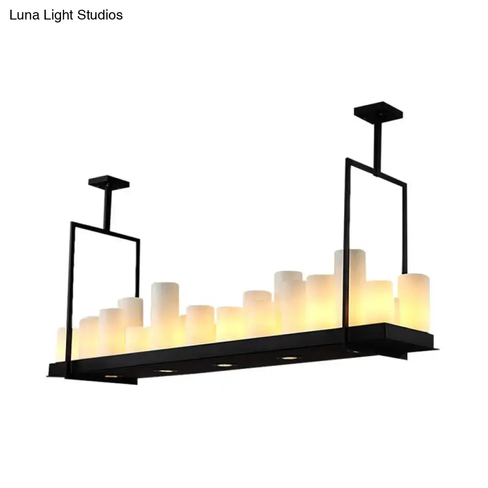 Frosted Glass Barrel Pendant Light 8-21 Lights