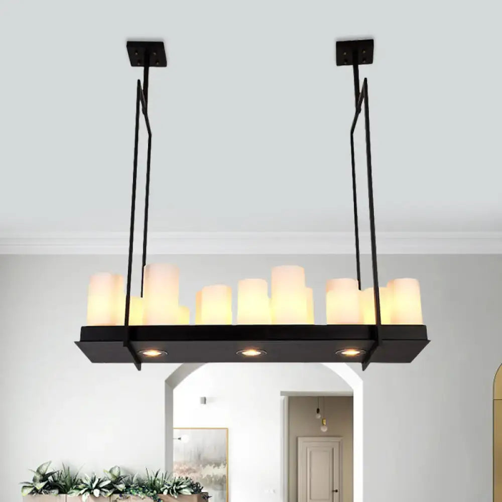 Frosted Glass Barrel Pendant Light 8-21 Lights