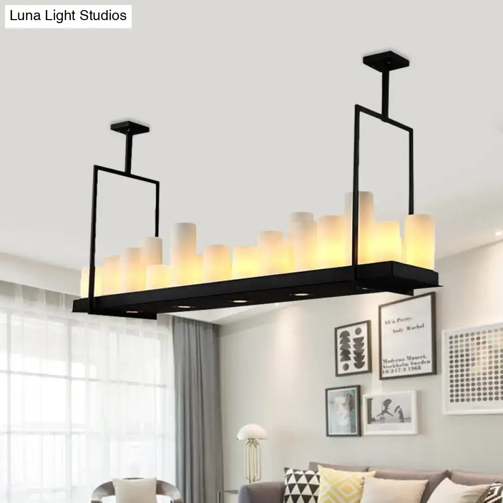 Frosted Glass Barrel Pendant Light 8-21 Lights