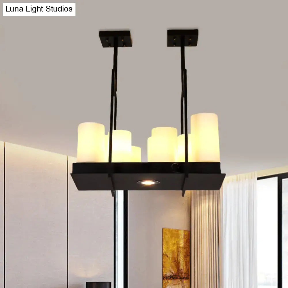 Frosted Glass Barrel Pendant Light 8-21 Lights