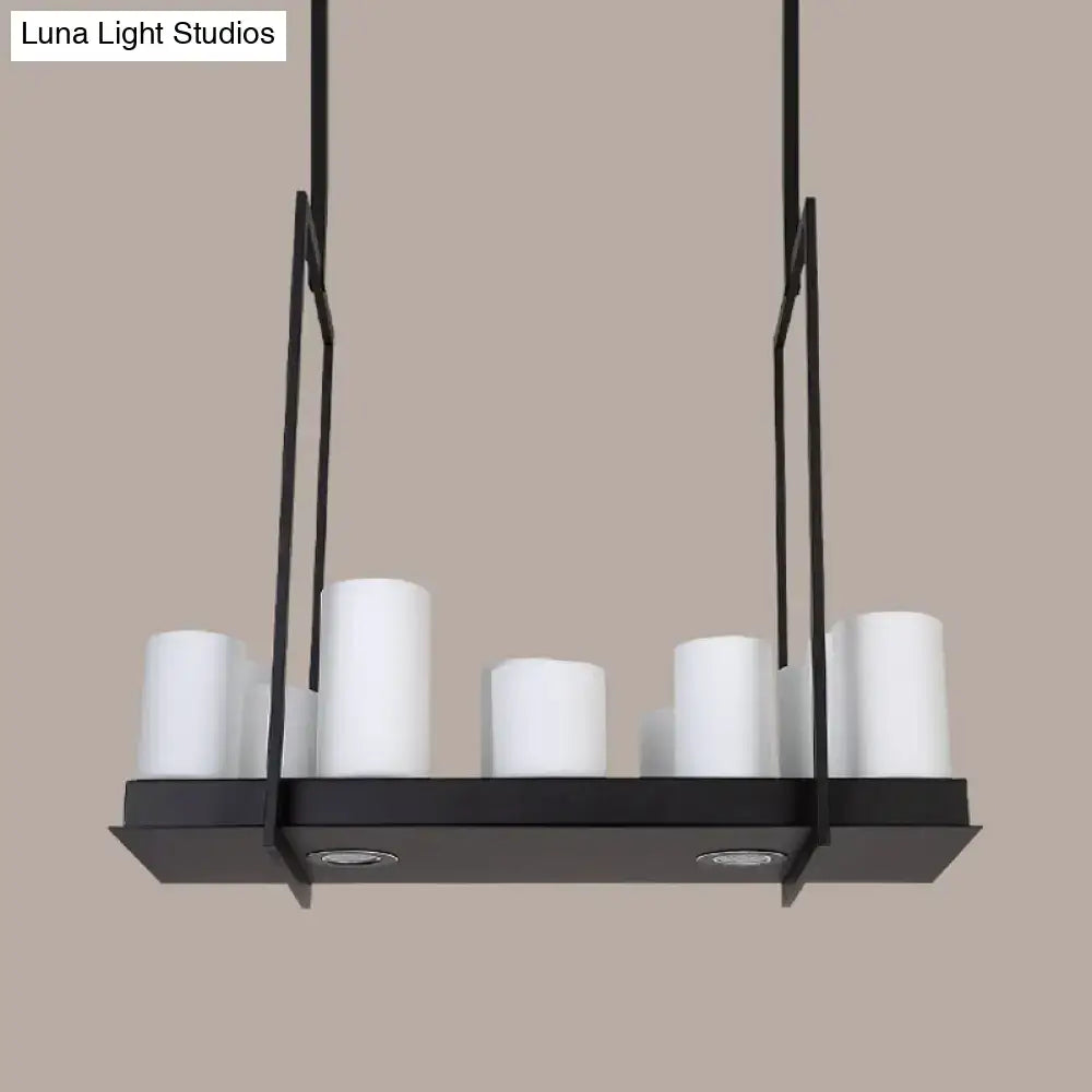 Frosted Glass Barrel Pendant Light 8-21 Lights