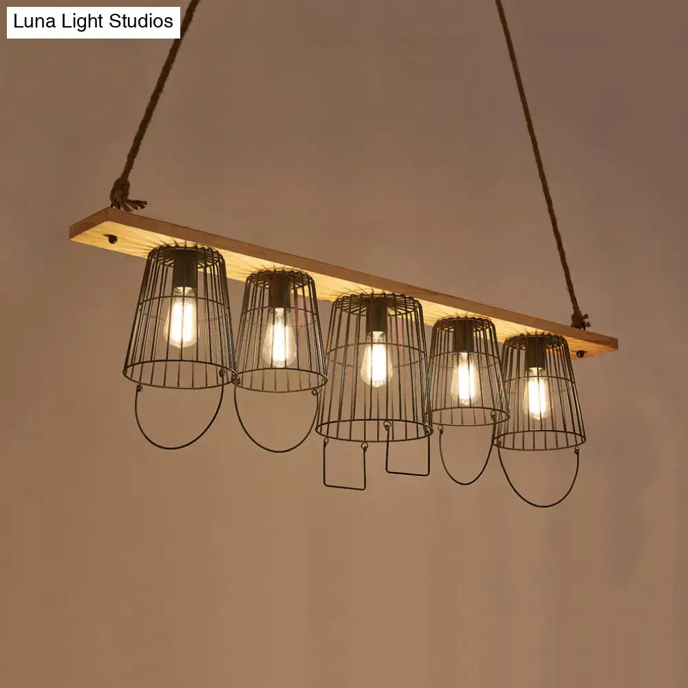 Wood Industrial Island Pendant