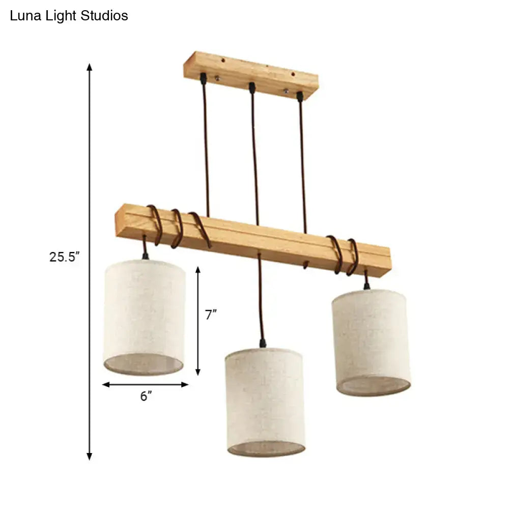 Wood Fabric Pendant Light