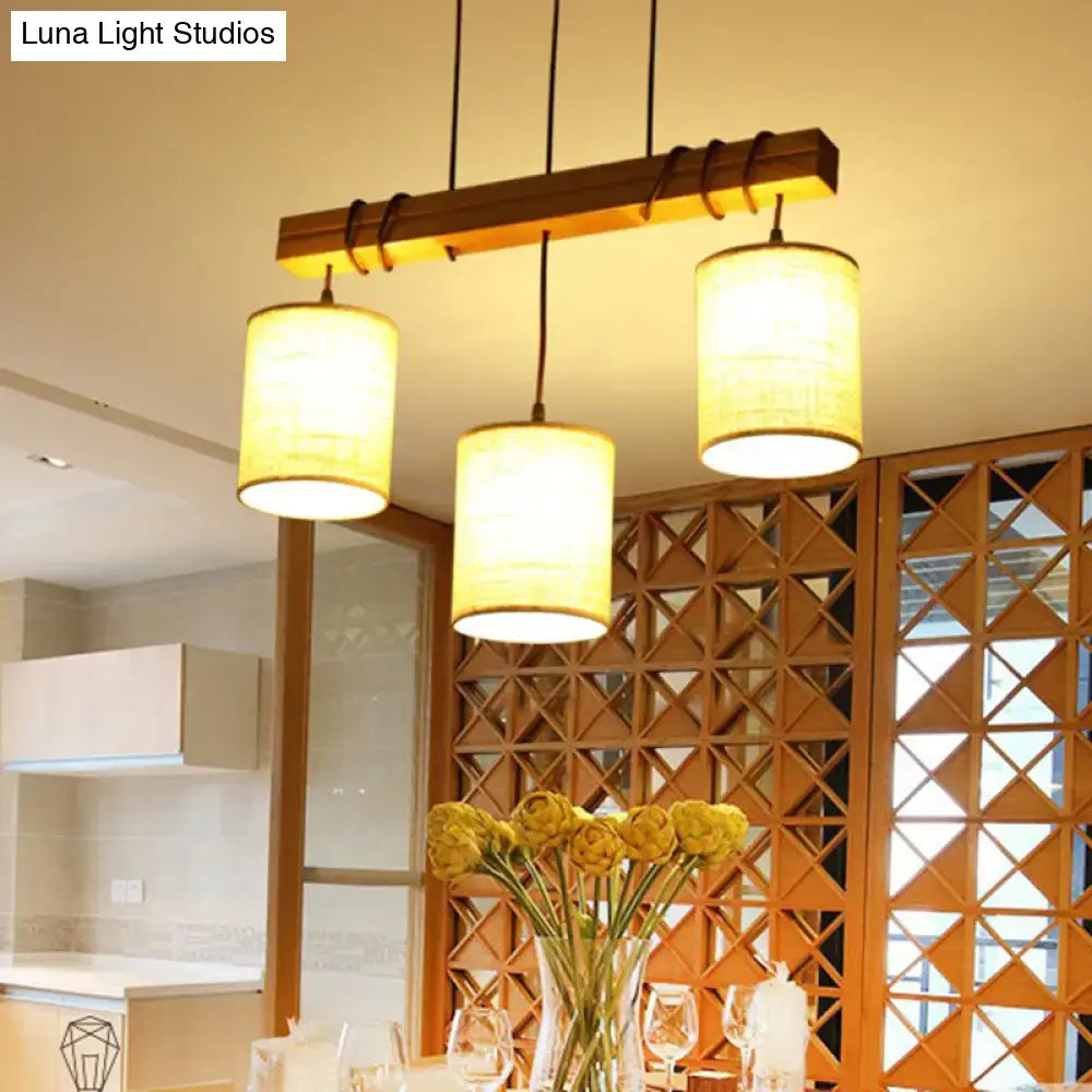 Wood Fabric Pendant Light