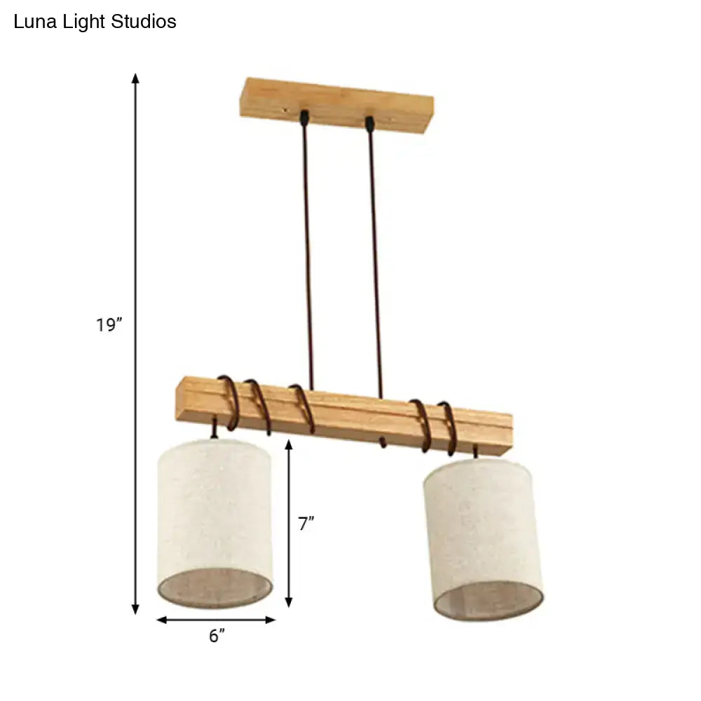 Wood Fabric Pendant Light