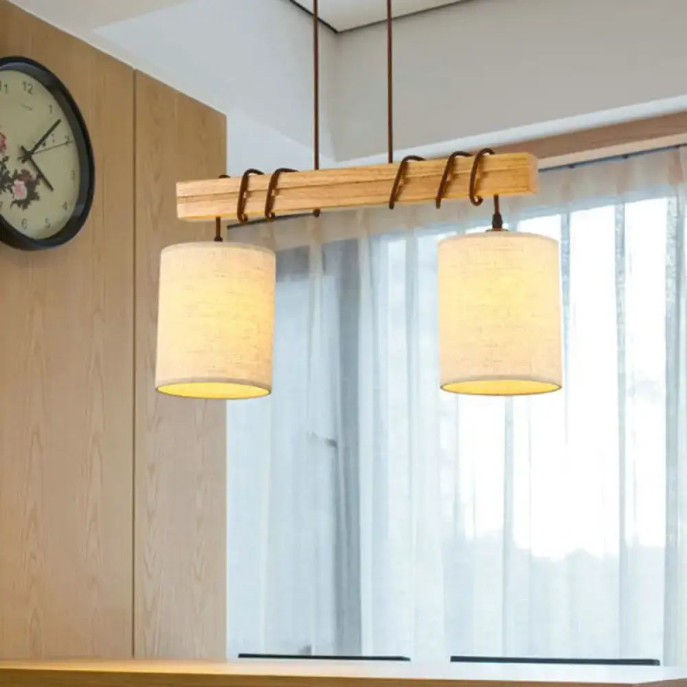 Wood Fabric Pendant Light