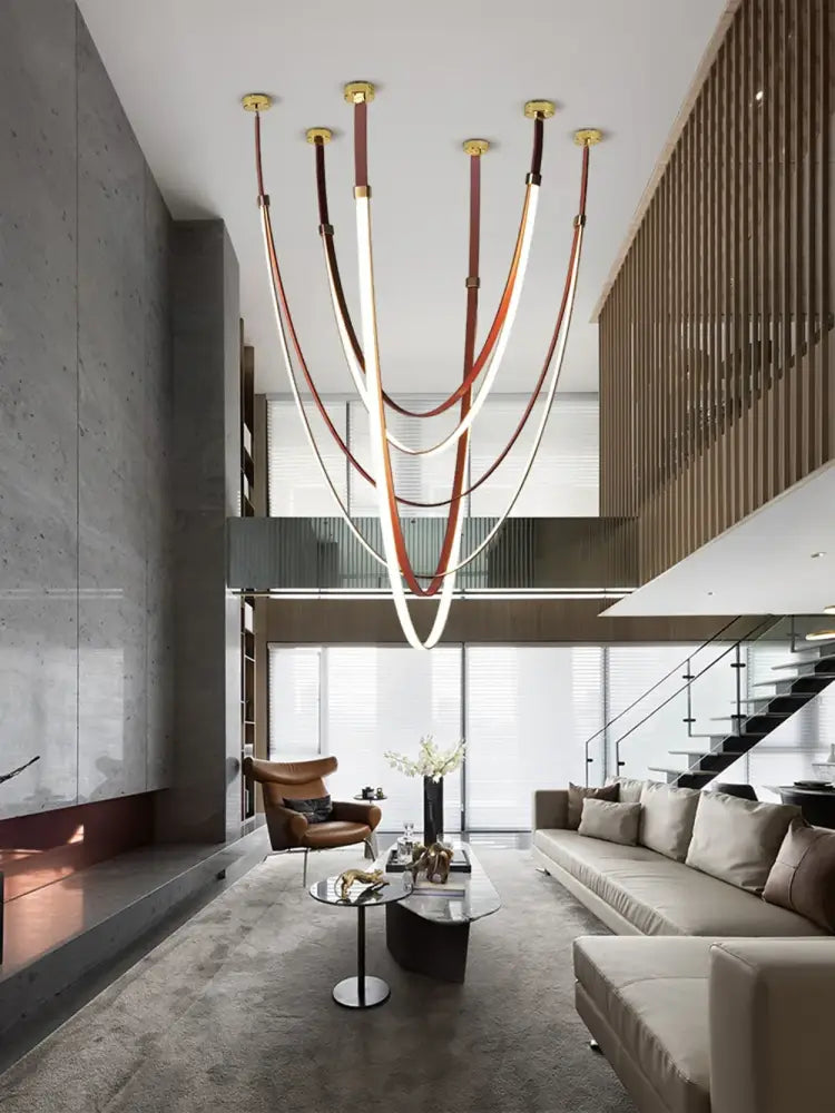 Leather Belt LED Chandelier 150-225cm