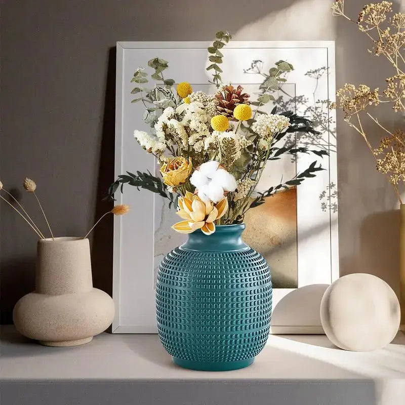 Teal Modern Floral Vase