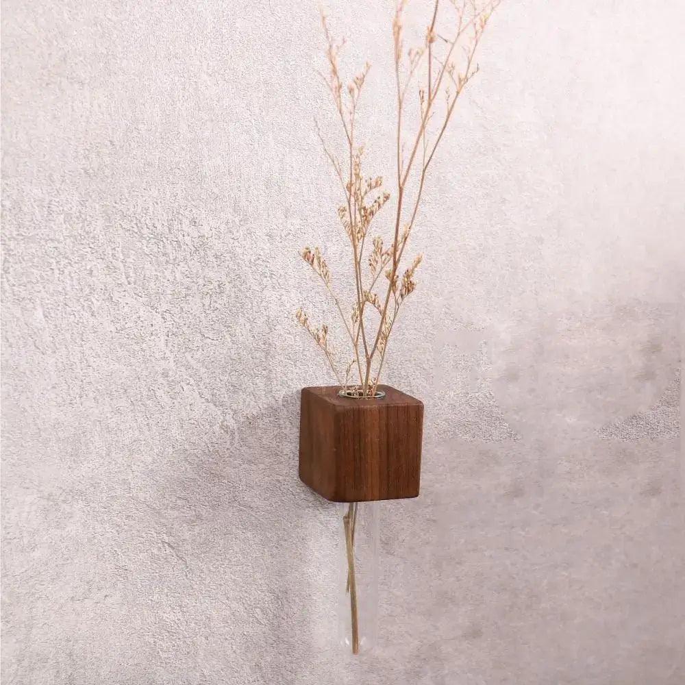 Dark Wood Test Tube Vase