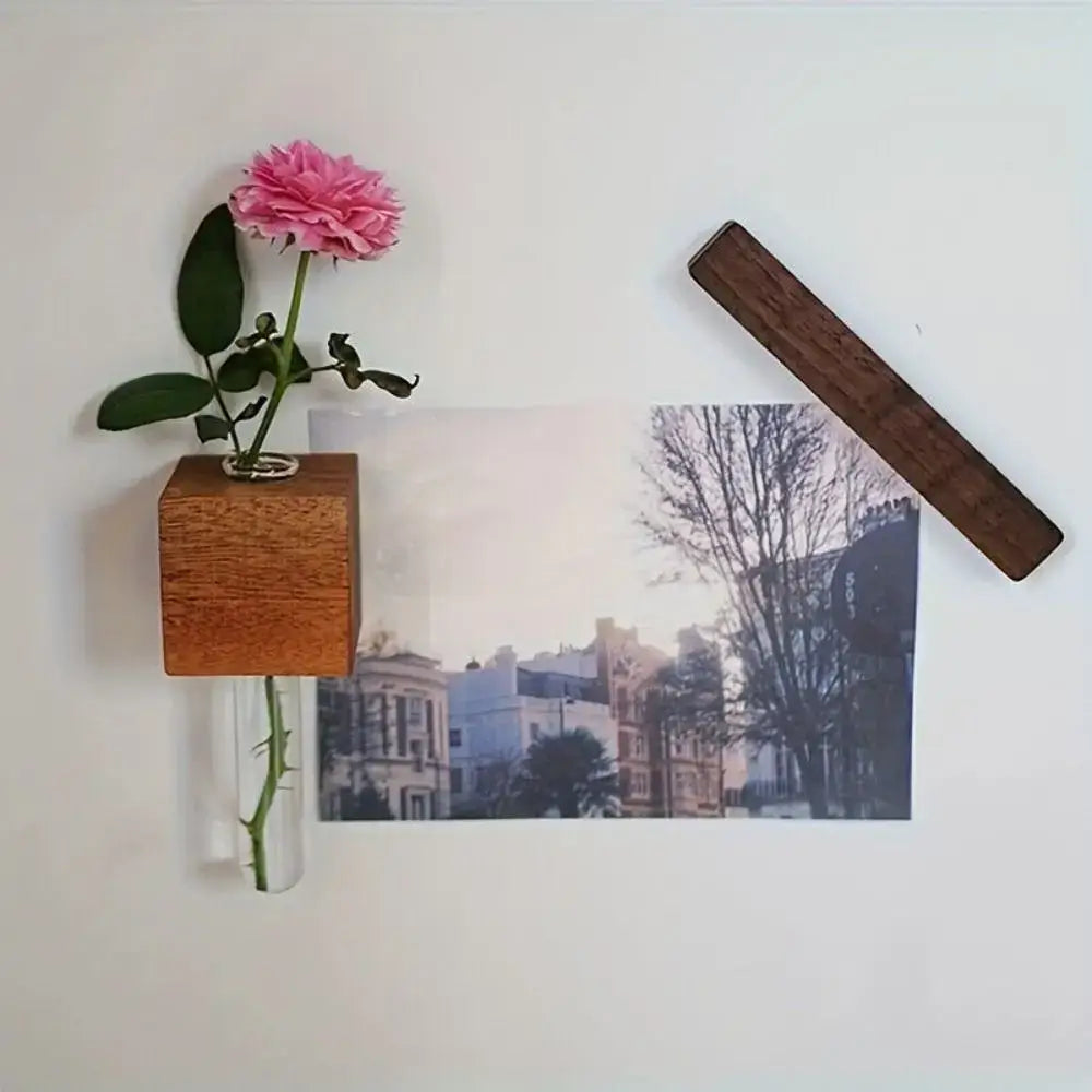 Dark Wood Test Tube Vase