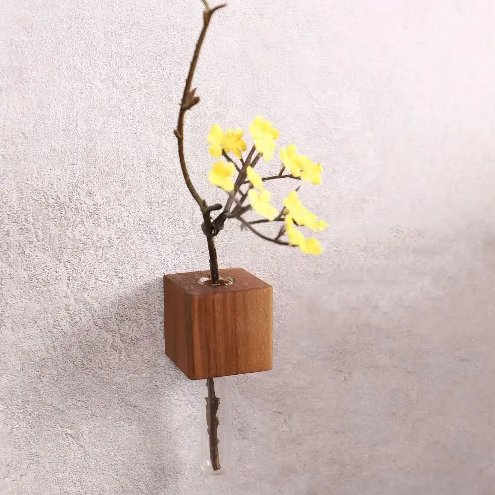 Dark Wood Test Tube Vase