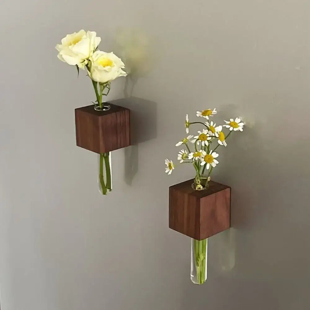 Dark Wood Test Tube Vase