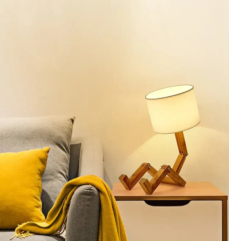 Wood Robot Table Lamp