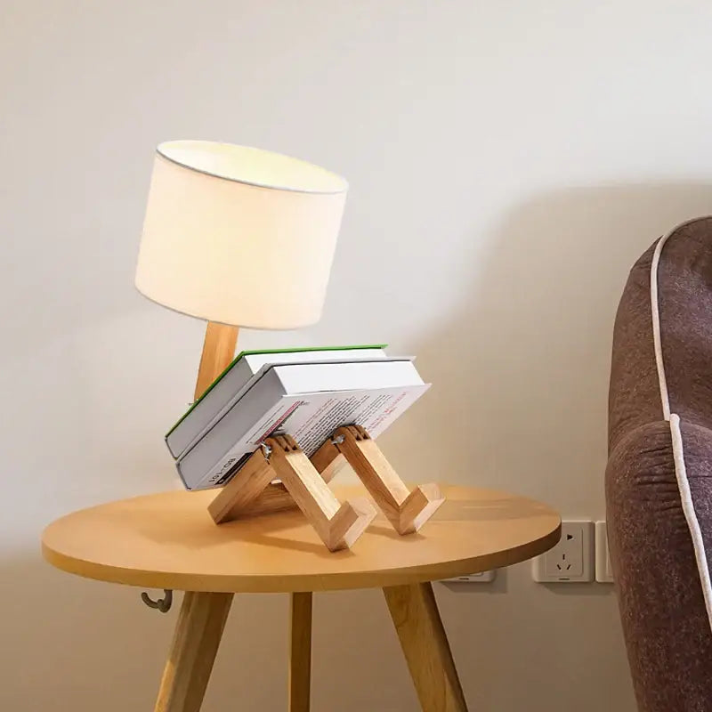 Wood Robot Table Lamp
