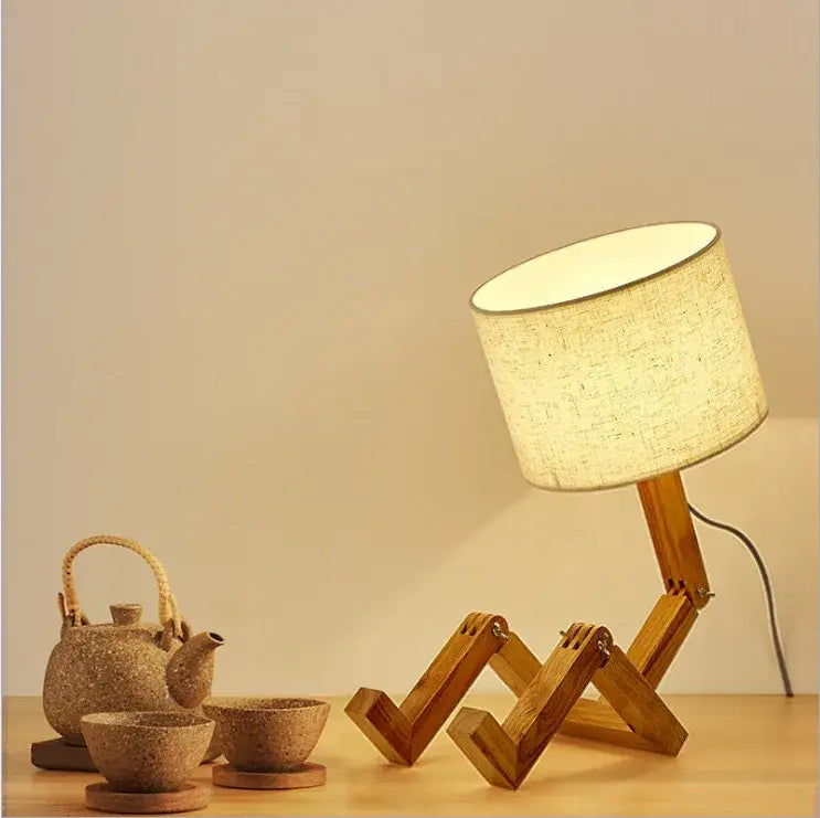 Wood Robot Table Lamp