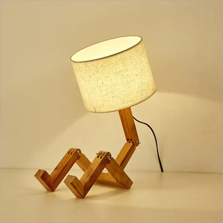 Wood Robot Table Lamp