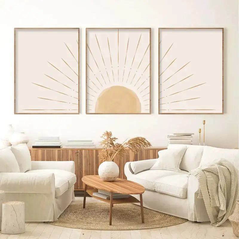 Beige Gold Triptych Posters