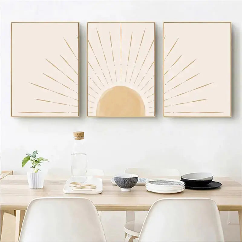 Beige Gold Triptych Posters