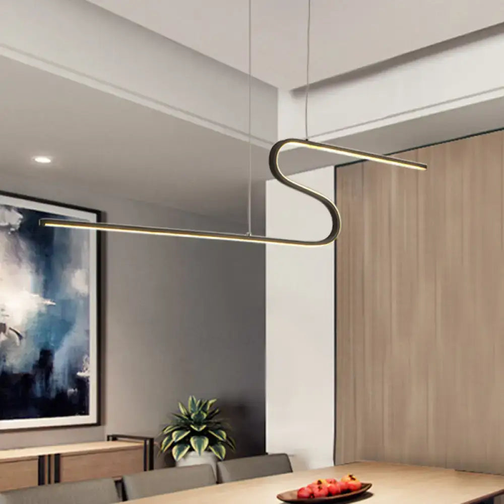 Black Linear Island Light Z-Shaped Design