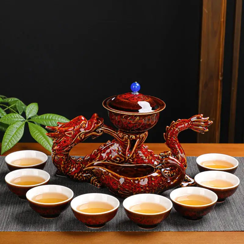 Blue Ceramic Tea Dragon Dining Room Set