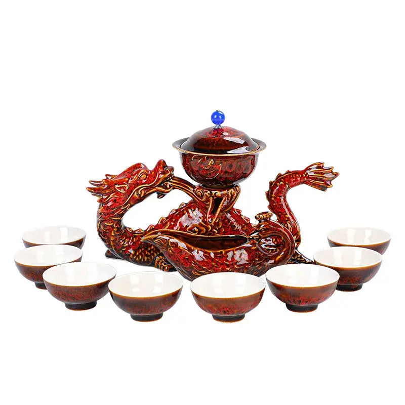 Blue Ceramic Tea Dragon Dining Room Set