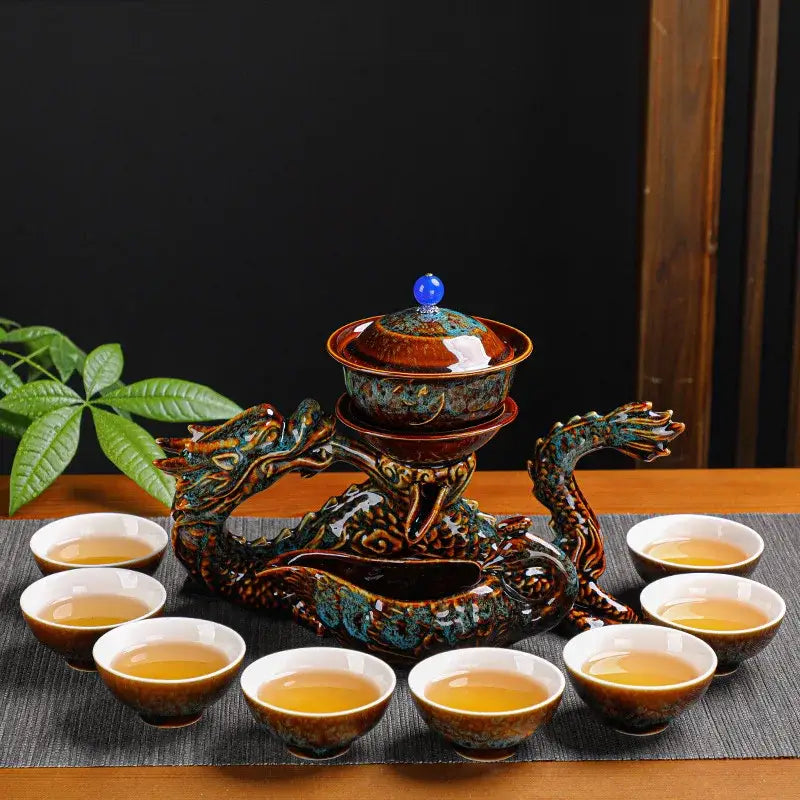 Blue Ceramic Tea Dragon Dining Room Set