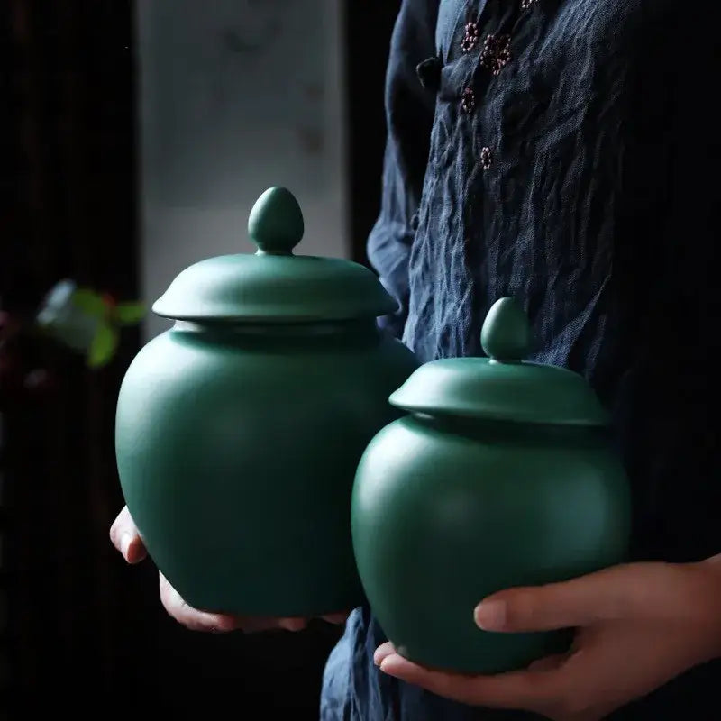 Green Ceramic Tea Caddy