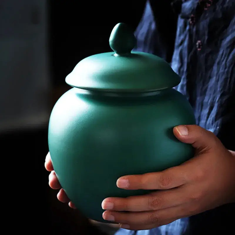 Green Ceramic Tea Caddy