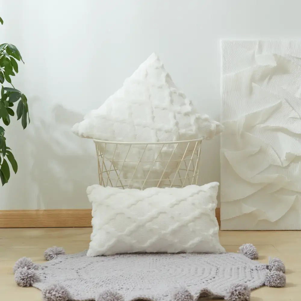 Gray Diamond Embroidered 45x45cm Cushion Cover