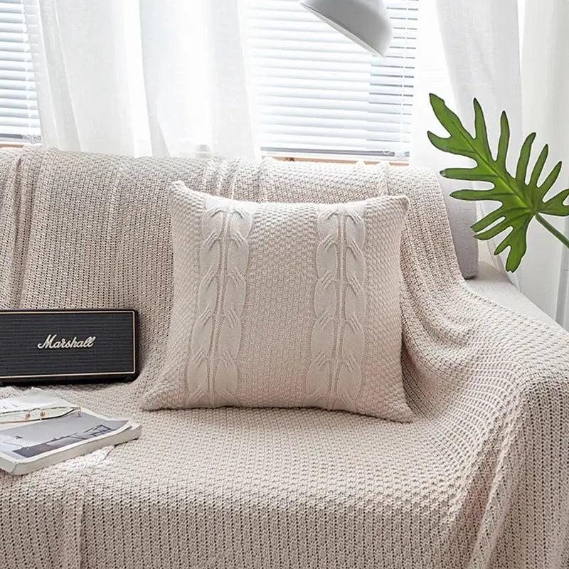 Gray Cable Knit Pillow