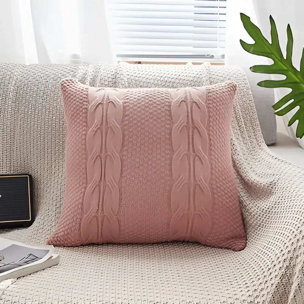 Gray Cable Knit Pillow