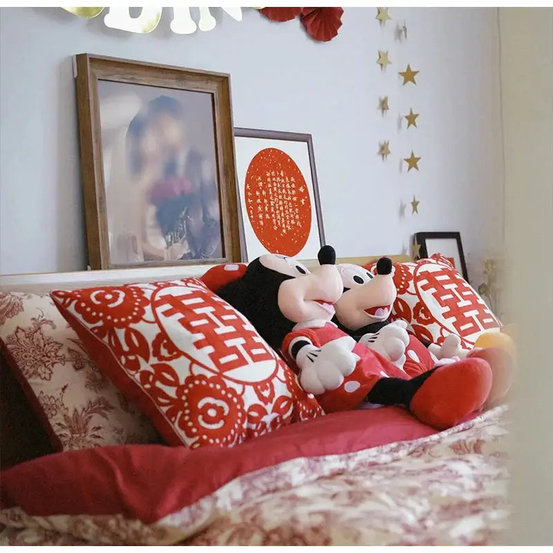 Red Embroidered Lumbar Pillow