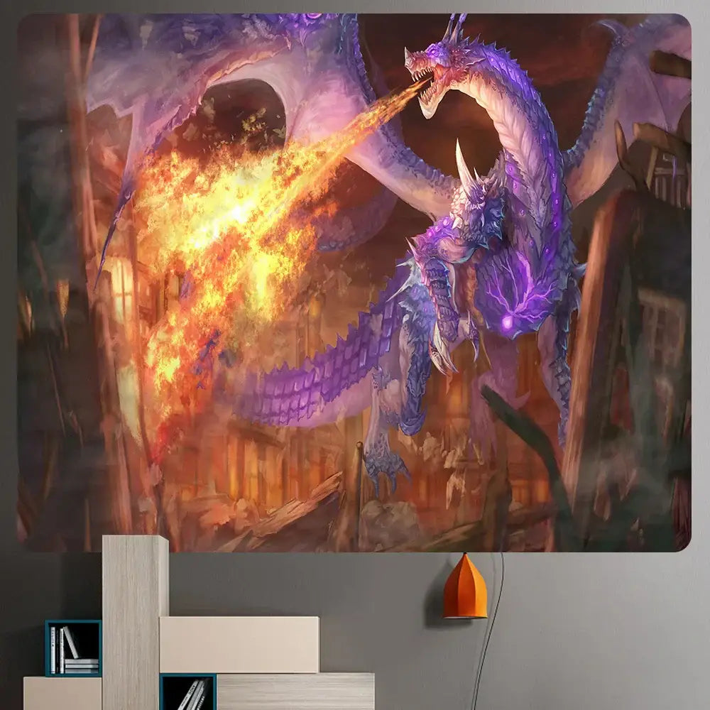 Orange Gold Dragon Tapestry