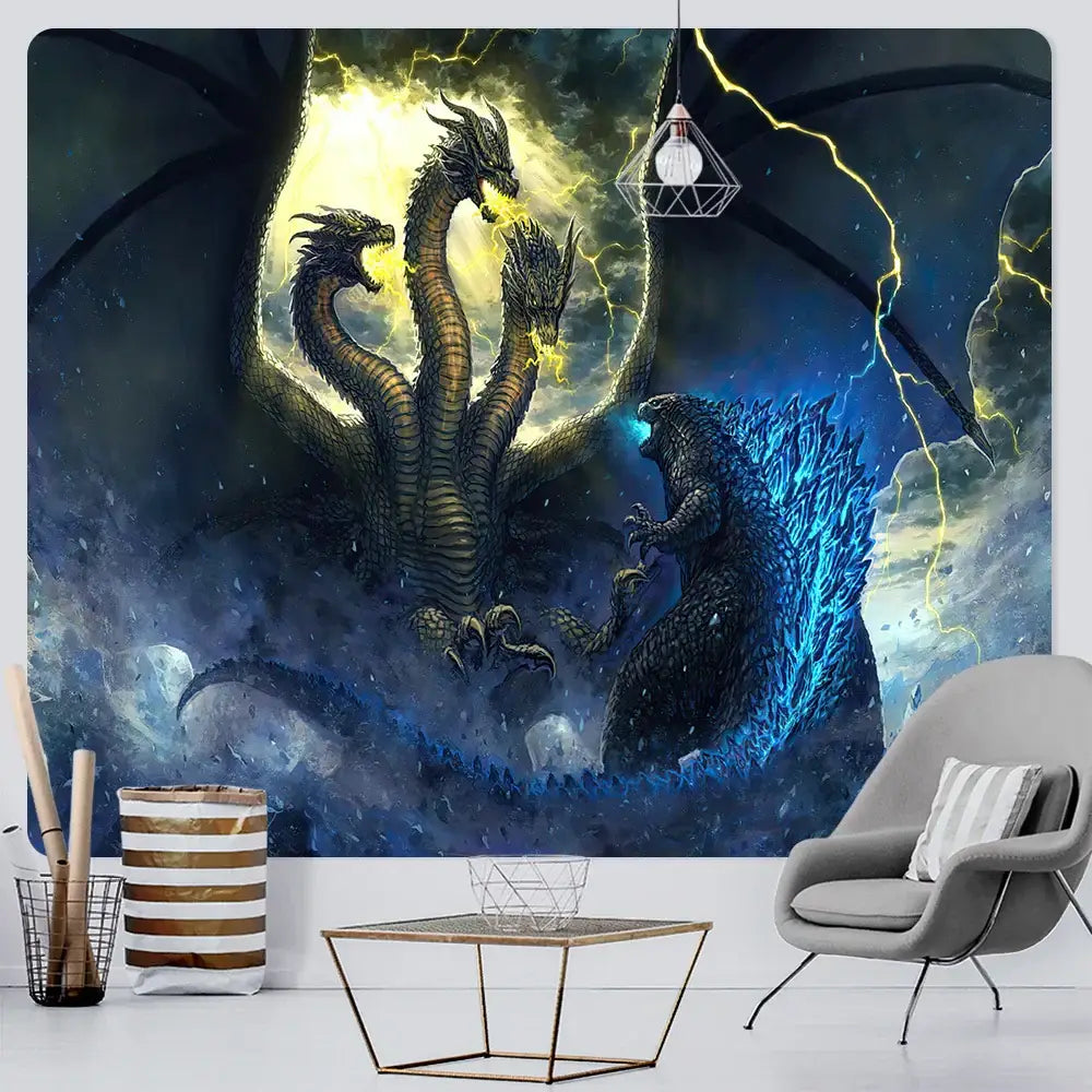 Orange Gold Dragon Tapestry