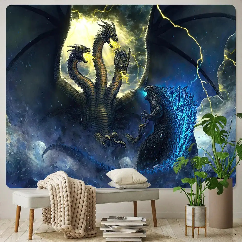 Orange Gold Dragon Tapestry