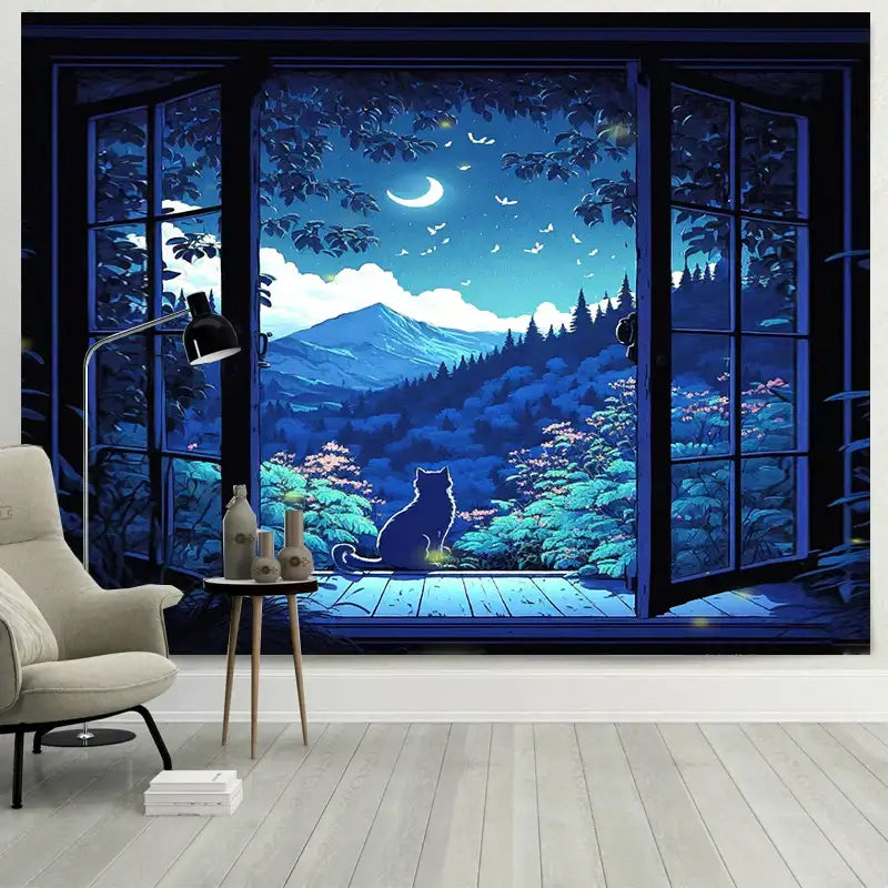 Cat Landscape Wall Tapestry
