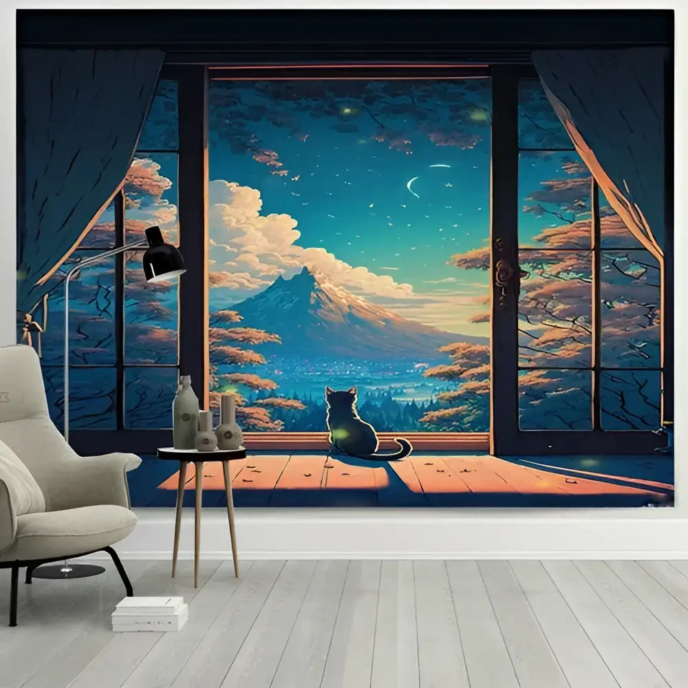 Cat Landscape Wall Tapestry