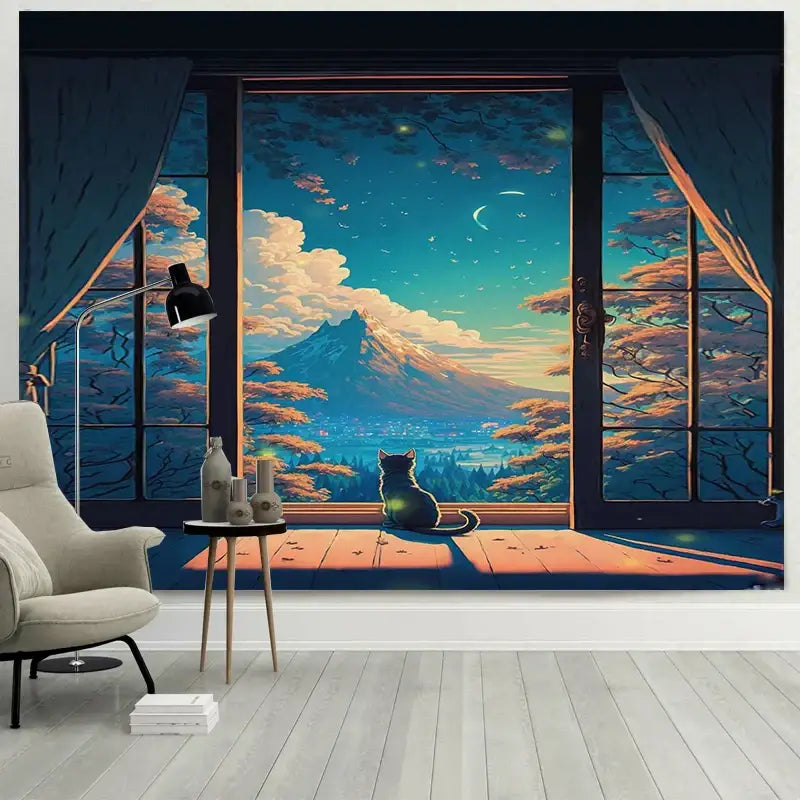 Cat Landscape Wall Tapestry