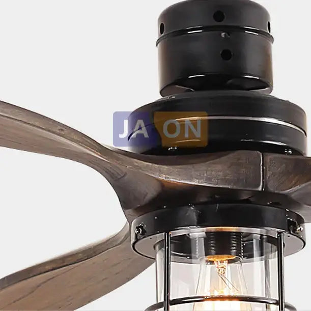 White Wood Ceiling Fan With Remote And LED