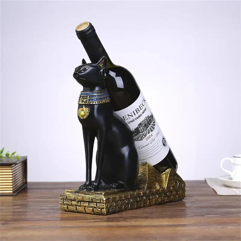 Black Gold Cat Wine Rack