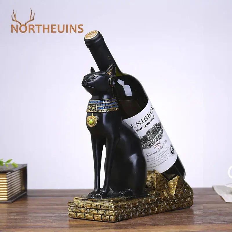 Black Gold Cat Wine Rack