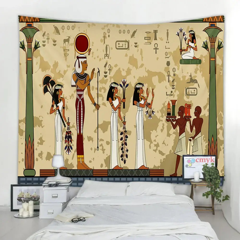 Maroon Green Egyptian Tapestry