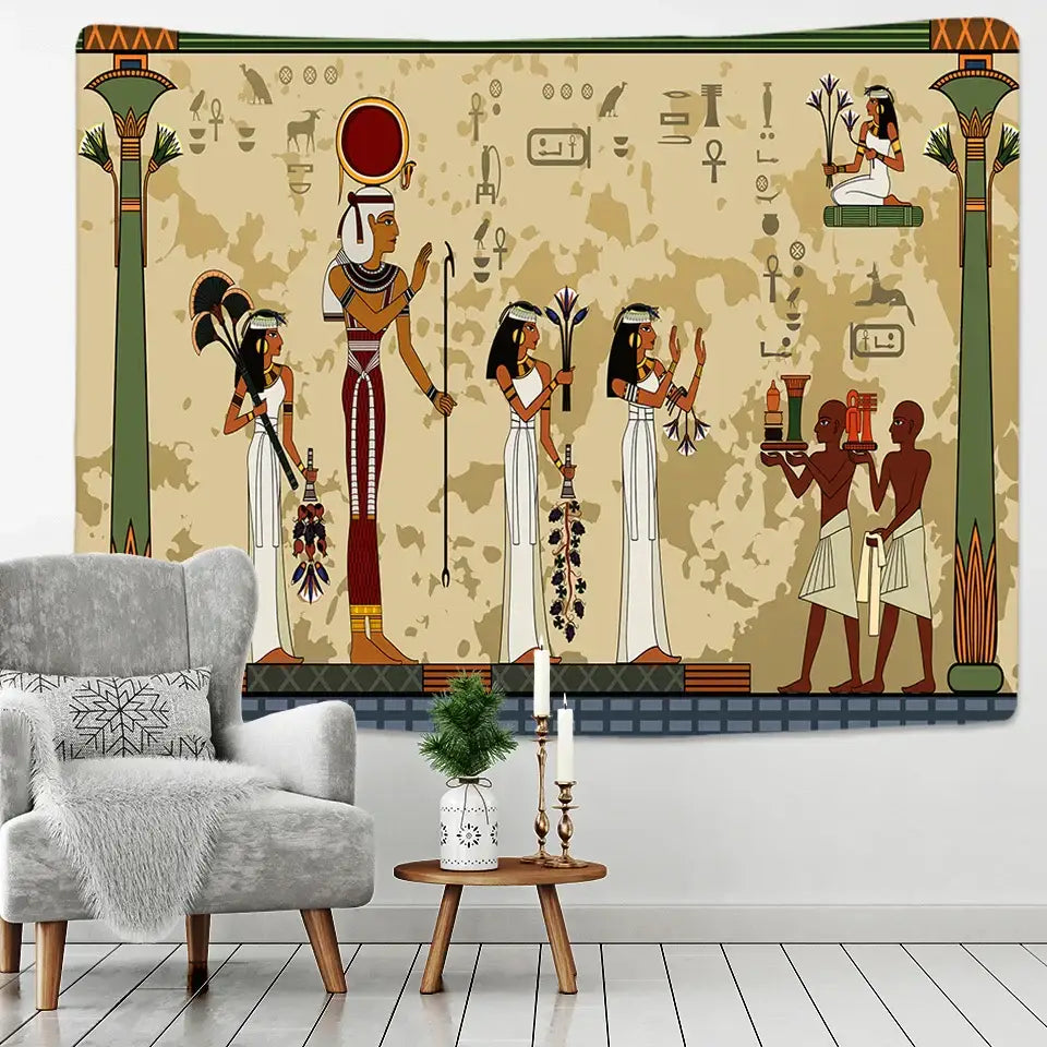 Maroon Green Egyptian Tapestry